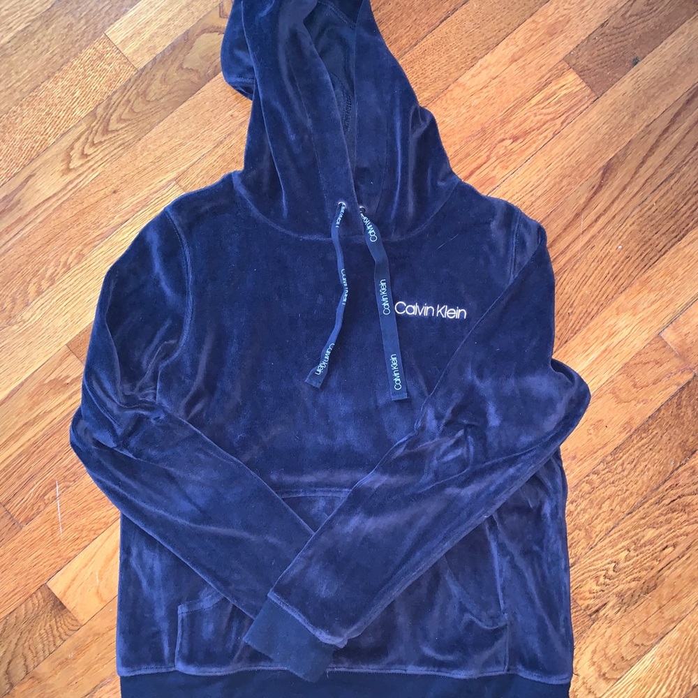 Calvin Klein velvet navy hoodie